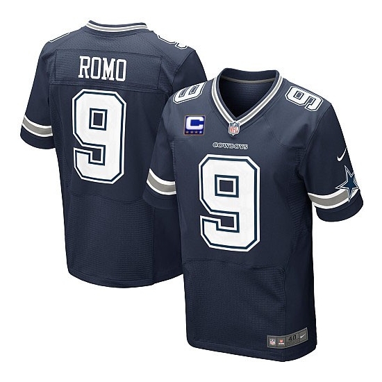 Nike Tony Romo Dallas Cowboys Elite Team Color C Patch Jersey - Navy Blue