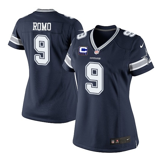 Nike Tony Romo Dallas Cowboys Women's Elite Team Color C Patch Jersey - Navy Blue
