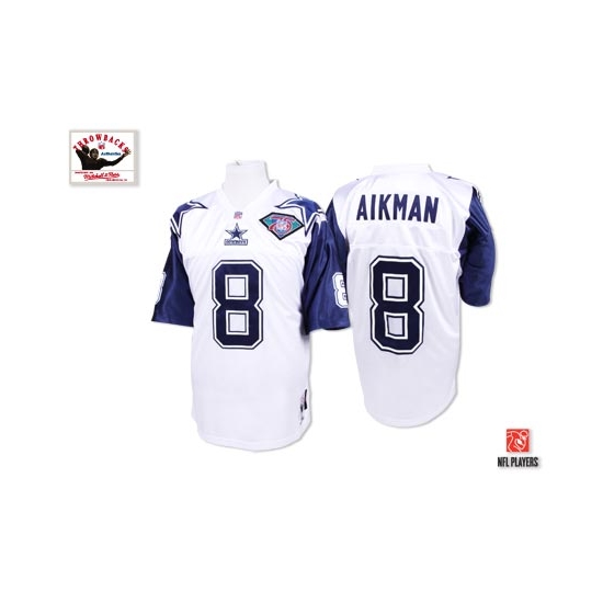 Mitchell and Ness Troy Aikman Dallas Cowboys Authentic 75TH Patch Throwback Jersey - White