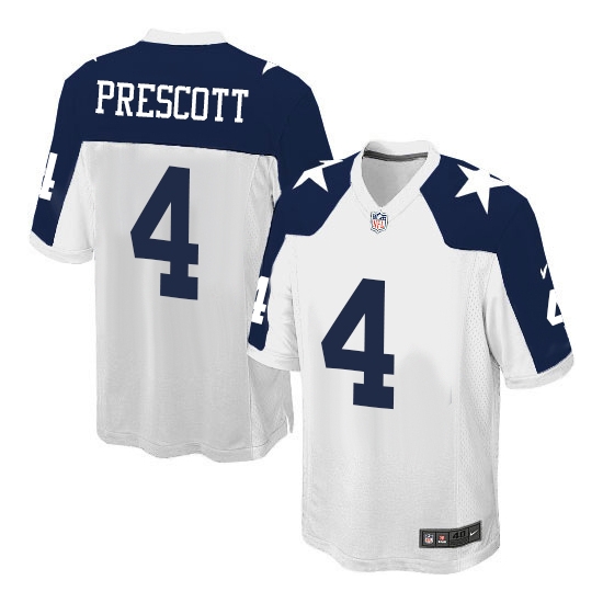 Nike Men's Dallas Cowboys Dak Prescott Game Throwback Alternate Jersey - White