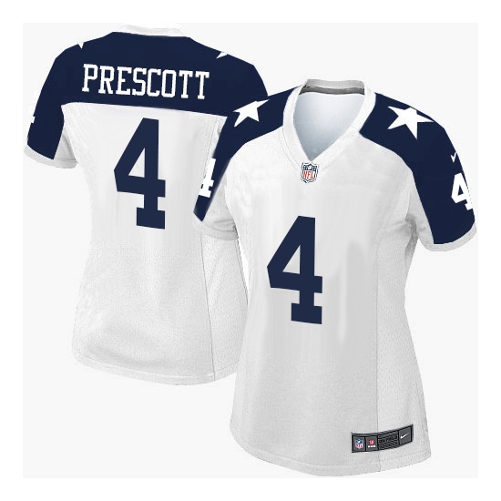 Nike Women's Dallas Cowboys Dak Prescott Elite Throwback Alternate Jersey - White
