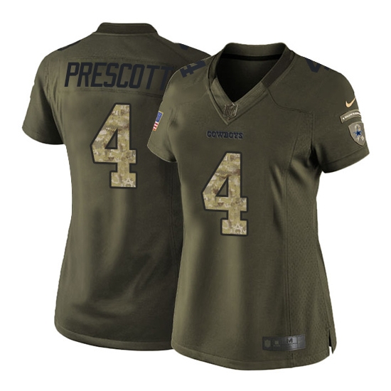 Nike Women's Dallas Cowboys Dak Prescott Elite Salute to Service Jersey - Green