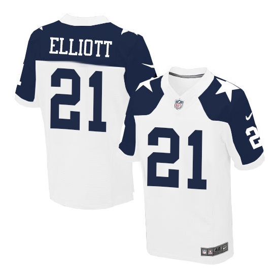 Nike Men's Dallas Cowboys Ezekiel Elliott Elite Throwback Alternate Jersey - White
