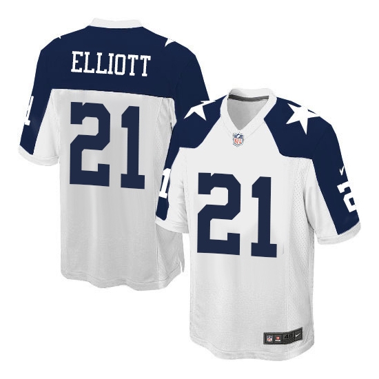 Nike Men's Dallas Cowboys Ezekiel Elliott Game Throwback Alternate Jersey - White