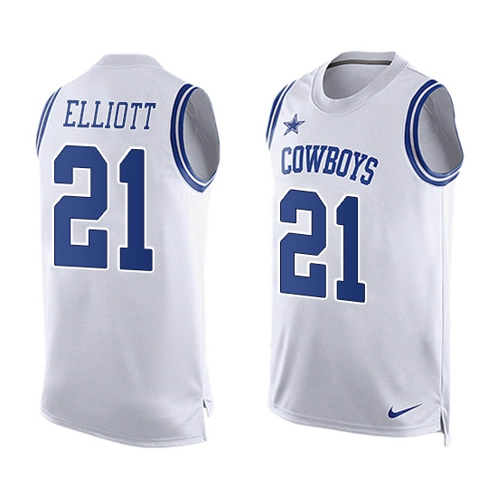 Nike Men's Dallas Cowboys Ezekiel Elliott Limited Player Name & Number Tank Top Jersey - White