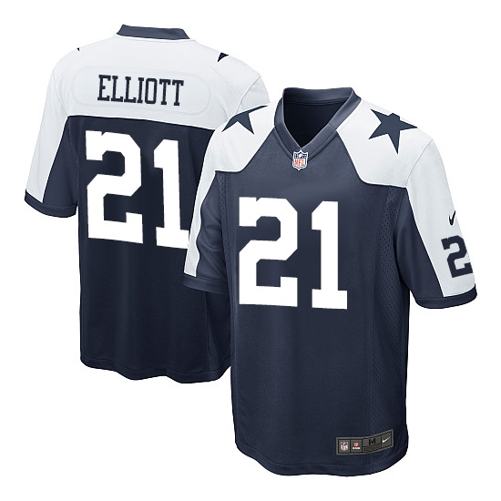 Nike Men's Dallas Cowboys Ezekiel Elliott Game Throwback Alternate Jersey - Navy Blue
