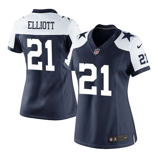 Nike Women's Dallas Cowboys Ezekiel Elliott Elite Throwback Alternate Jersey - Navy Blue