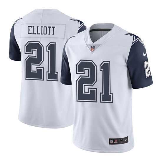 Nike Men's Dallas Cowboys Ezekiel Elliott Limited Color Rush Jersey - White