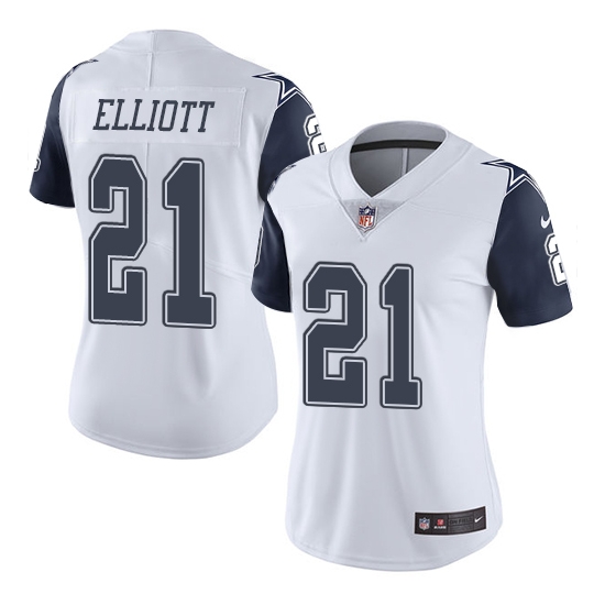 Nike Women's Dallas Cowboys Ezekiel Elliott Limited Color Rush Jersey - White