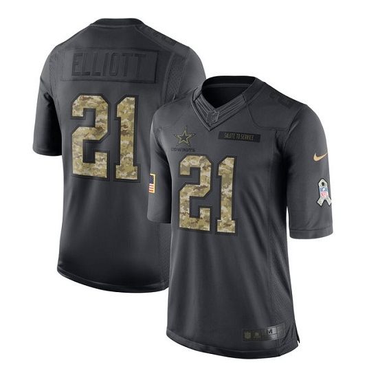 Nike Men's Dallas Cowboys Ezekiel Elliott Limited 2016 Salute to Service Jersey - Black